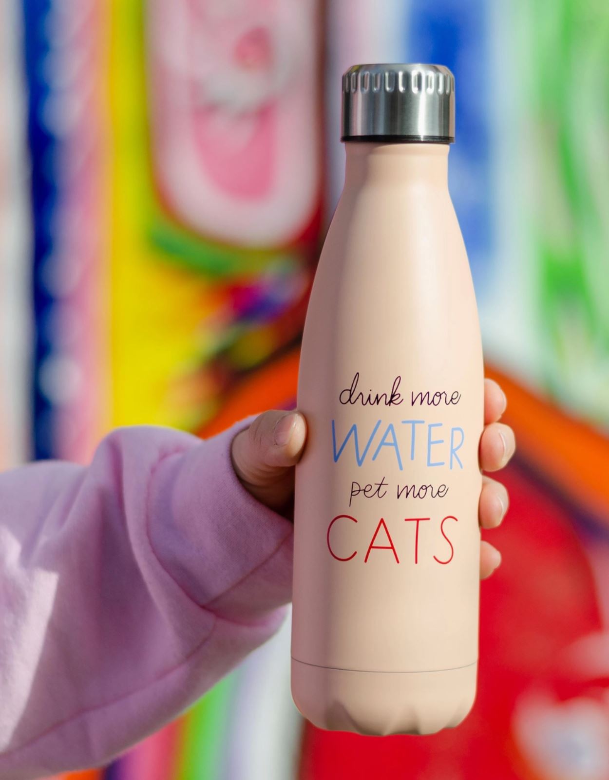Drink More Water, Pet More Cats Water Bottle