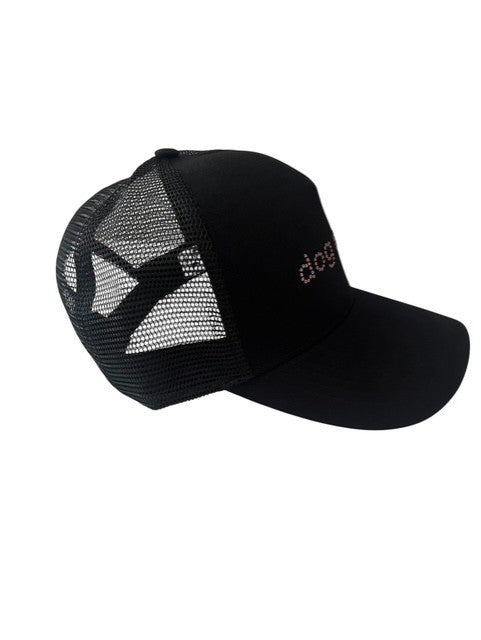 Dog Mom Trucker Hat With Pink Rhinestones