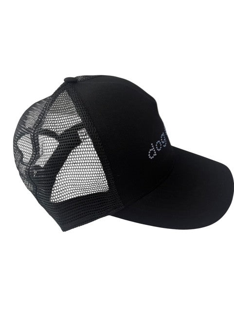 Dog Mom Trucker Hat With Blue Rhinestones