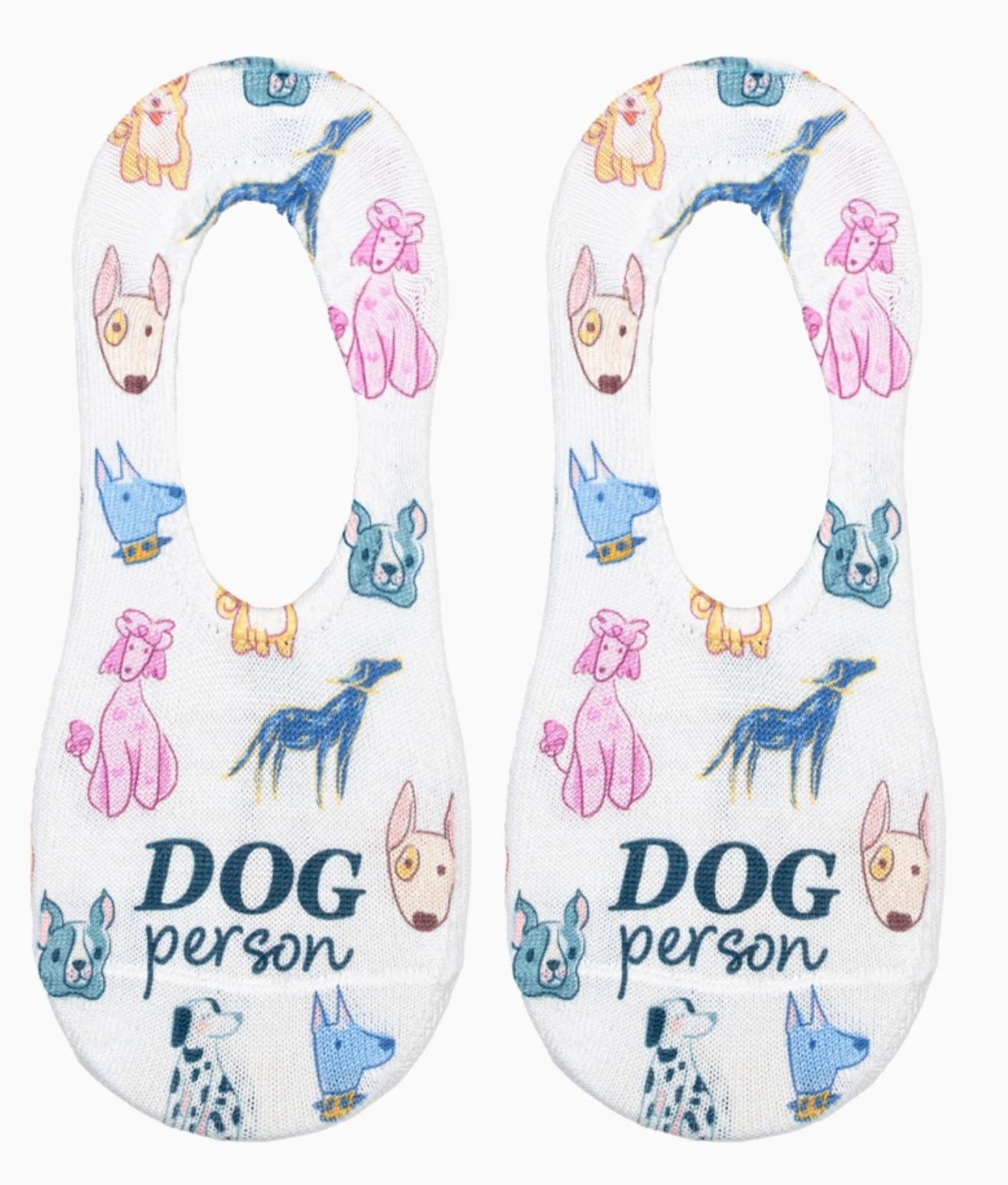 No-Show Liner Socks - "Dog Person" - White