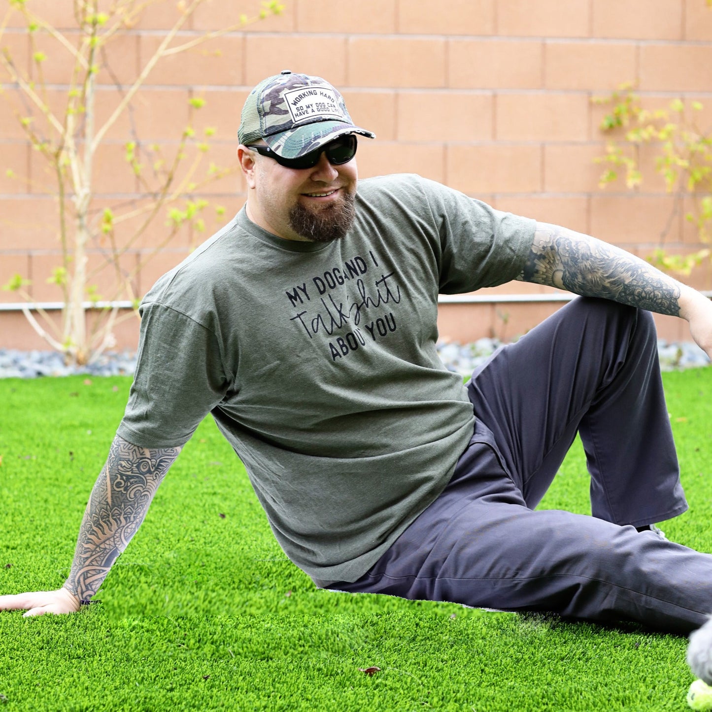 Tshirt for dog lovers that says, My dog and I talk shit about you