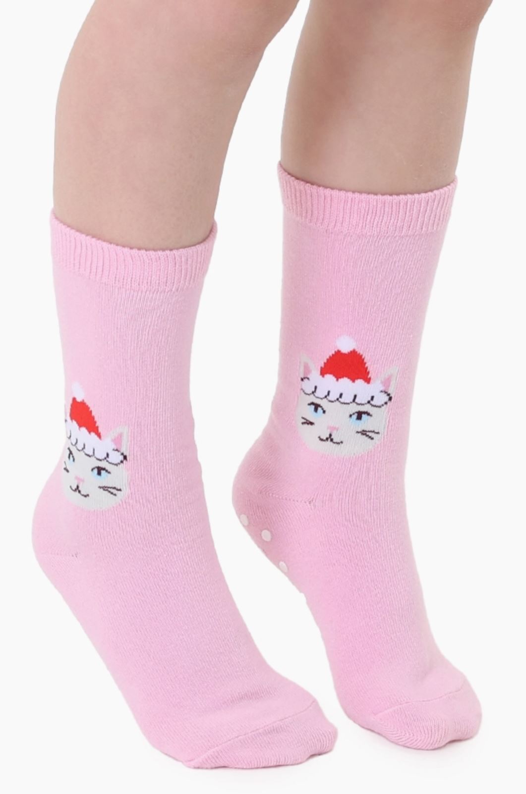 Santa Kitty Kids Socks - 3D Packaged Crew Socks - Holiday