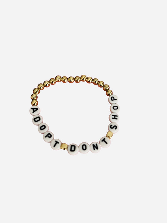 Adopt Dont Shop Gold Beaded Bracelet
