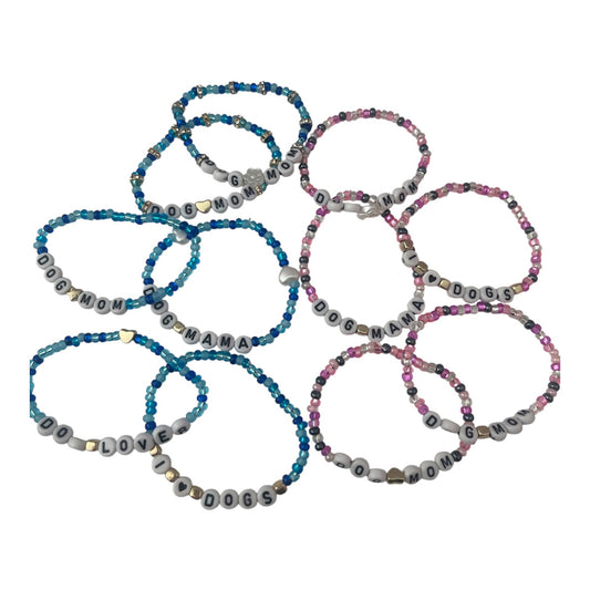 Pink or Blue Beaded Bracelets With Various Sayings