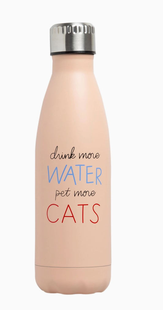 Drink More Water, Pet More Cats Water Bottle