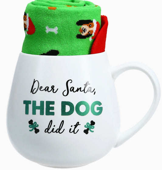 Dear Santa, The Dog Did It Mug & Sock Gift Set - 15.5oz