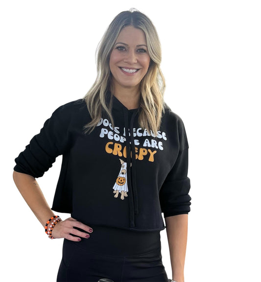 Dogs Because People Are Creepy Cropped Halloween Hoodie