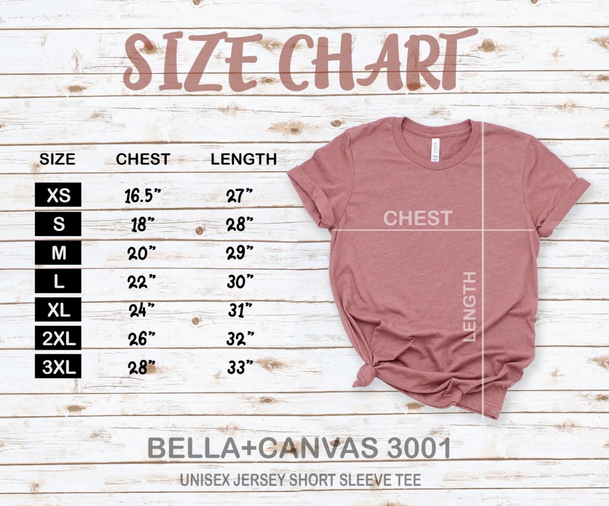 Shirt size guide