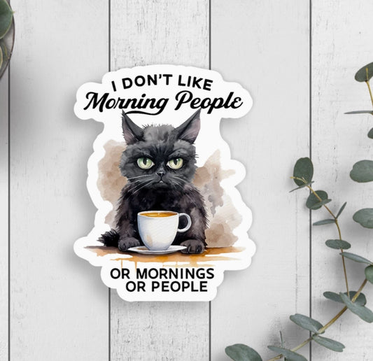 Morning People Cat Vinyl Sticker