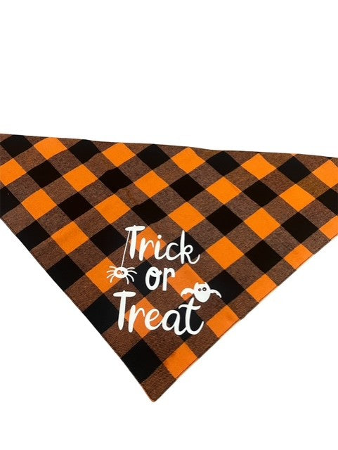 Plaid Orange and Black Halloween Bandana - Large