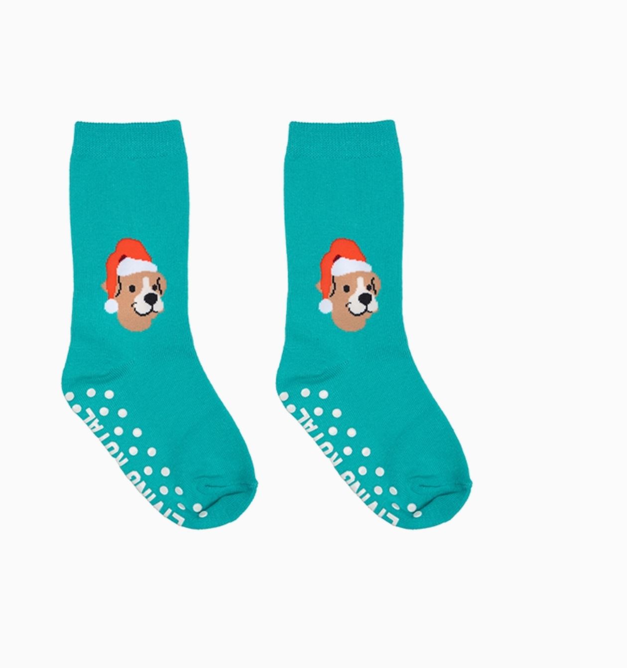 Santa Puppy Kids Socks - 3D Packaged Crew Socks - Holiday