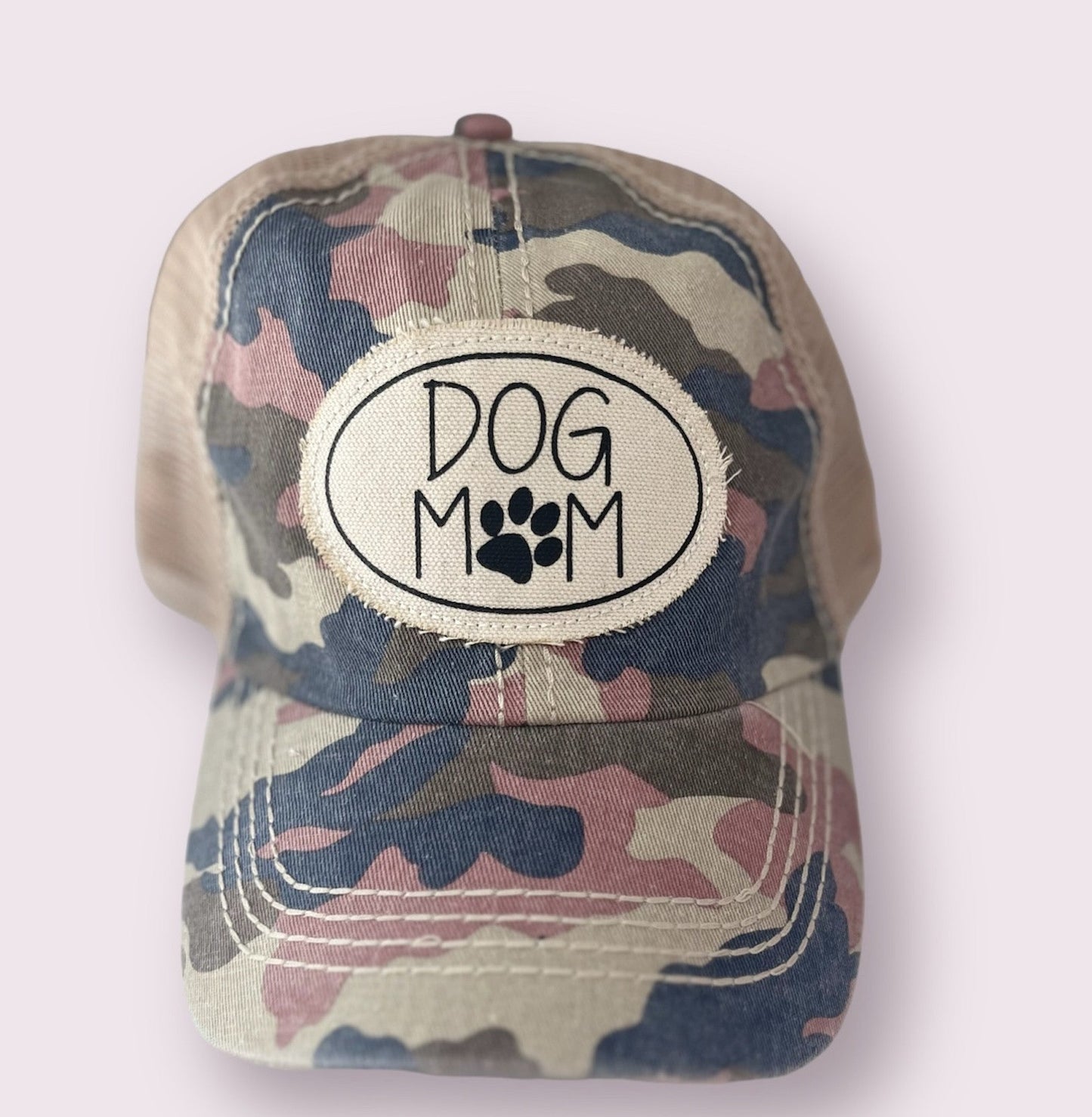 Dog Mom Camo Mesh Back Hat - LittleLuck Boutique