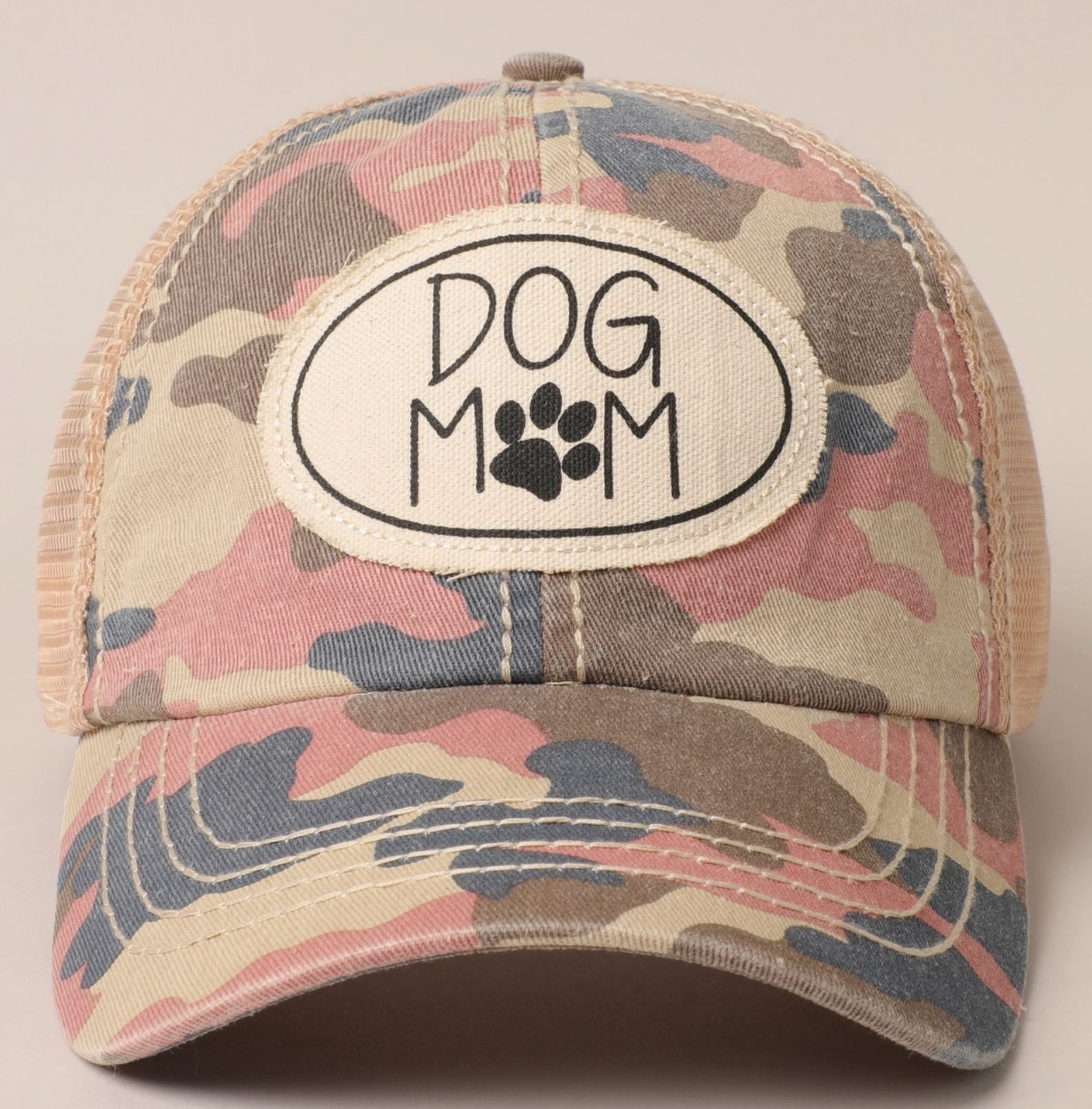 Dog Mom Camo Mesh Back Hat - LittleLuck Boutique