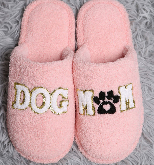 Dog Mom Sequined Slippers - LittleLuck Boutique