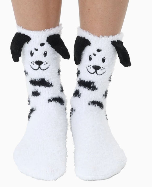 Fuzzy Dalmatian Dog Socks - LittleLuck Boutique